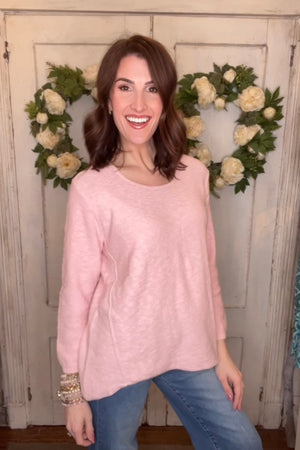 USA Cotton Slub Sweater W/ Princess Seam Detail
