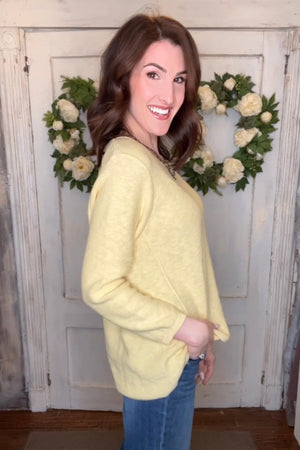 USA Cotton Slub Sweater W/ Princess Seam Detail