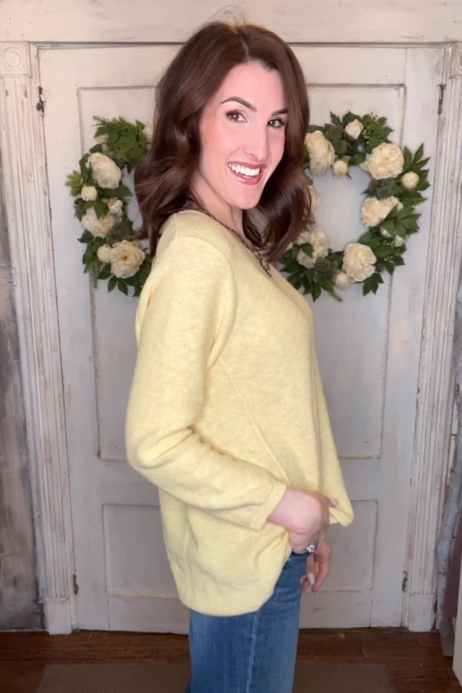 USA Cotton Slub Sweater W/ Princess Seam Detail