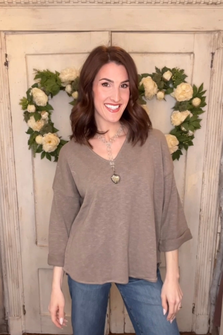 USA Cotton Slub Tunic w/Cuff Detail