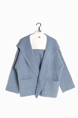 Hooded Lapel Sweater Coat