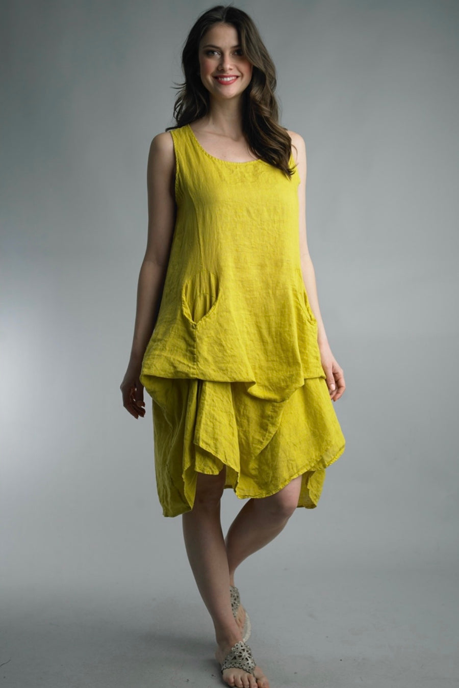 Unique Pocket Pickup Linen Dress
