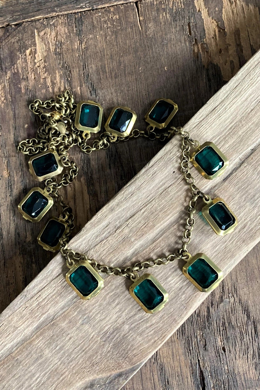 Emerald Brass Choker