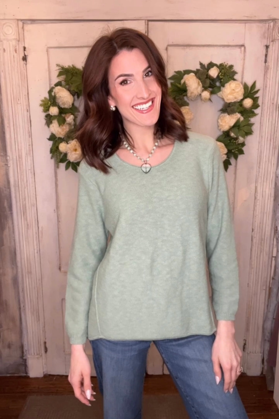 USA Cotton Slub Sweater W/ Princess Seam Detail