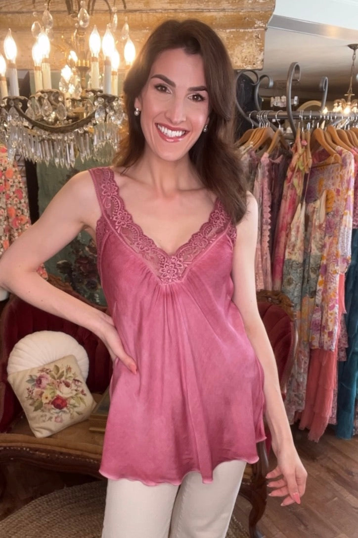 Bias Cut Lace Silky Tank