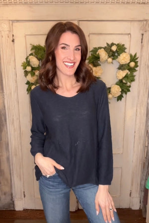 USA Cotton Slub Sweater W/ Princess Seam Detail