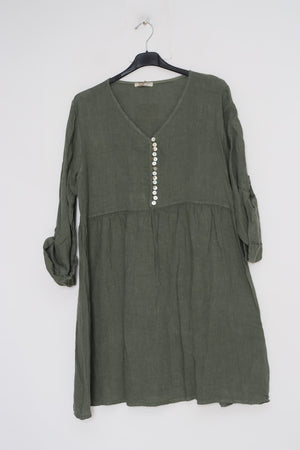 Button Me Up Linen Dress