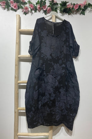 Flowing Floral Linen Dress