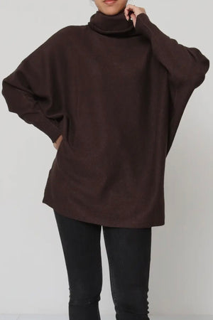 Cashmere Blend Funnel Neck Tunic Sweater