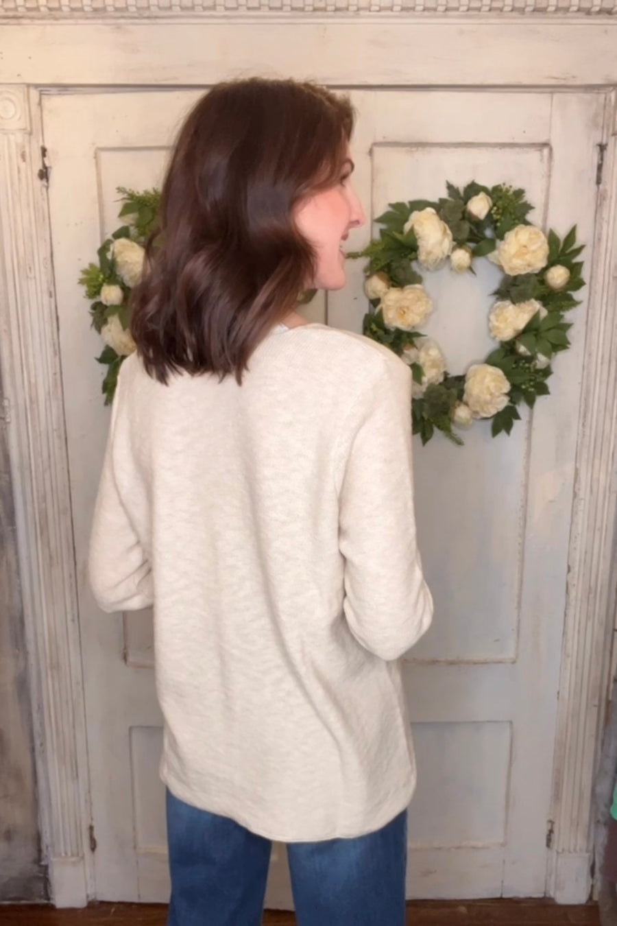 USA Cotton Slub Sweater W/ Princess Seam Detail