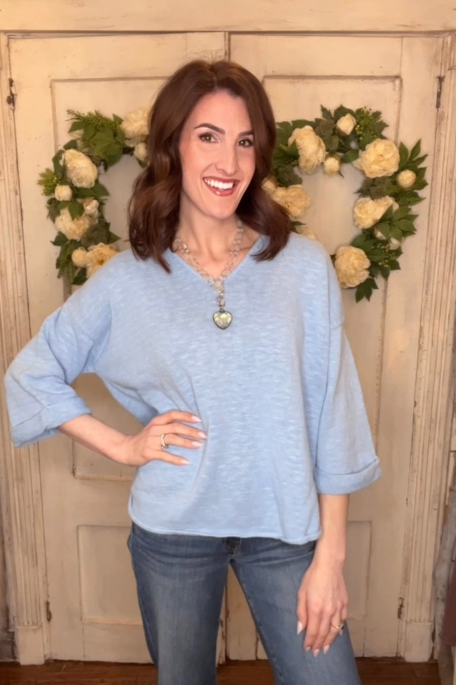 USA Cotton Slub Tunic w/Cuff Detail