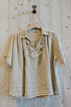 Collared Linen Blouse
