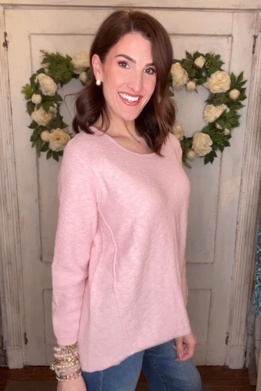 USA Cotton Slub Sweater W/ Princess Seam Detail