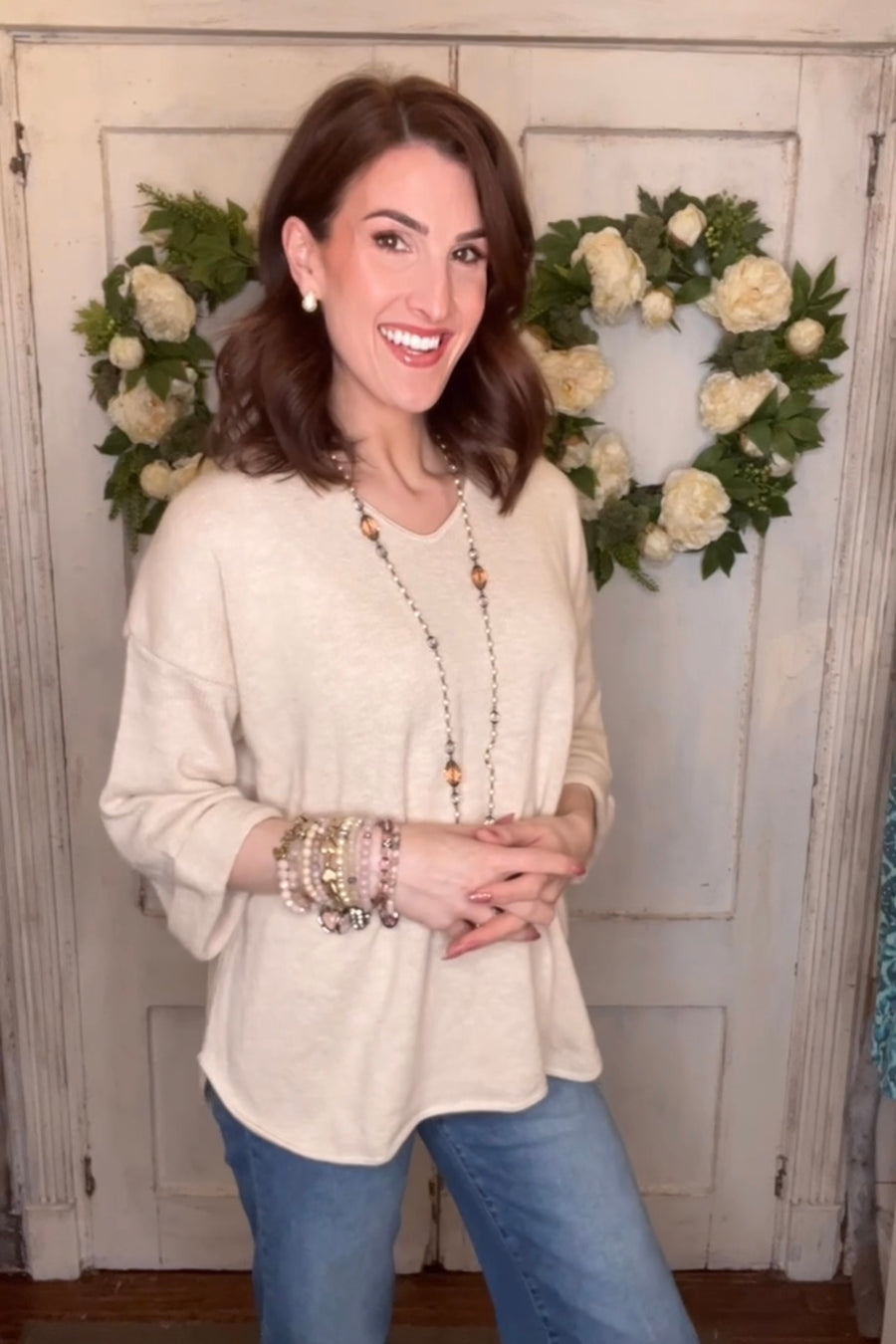 USA Cotton Slub Tunic w/Cuff Detail