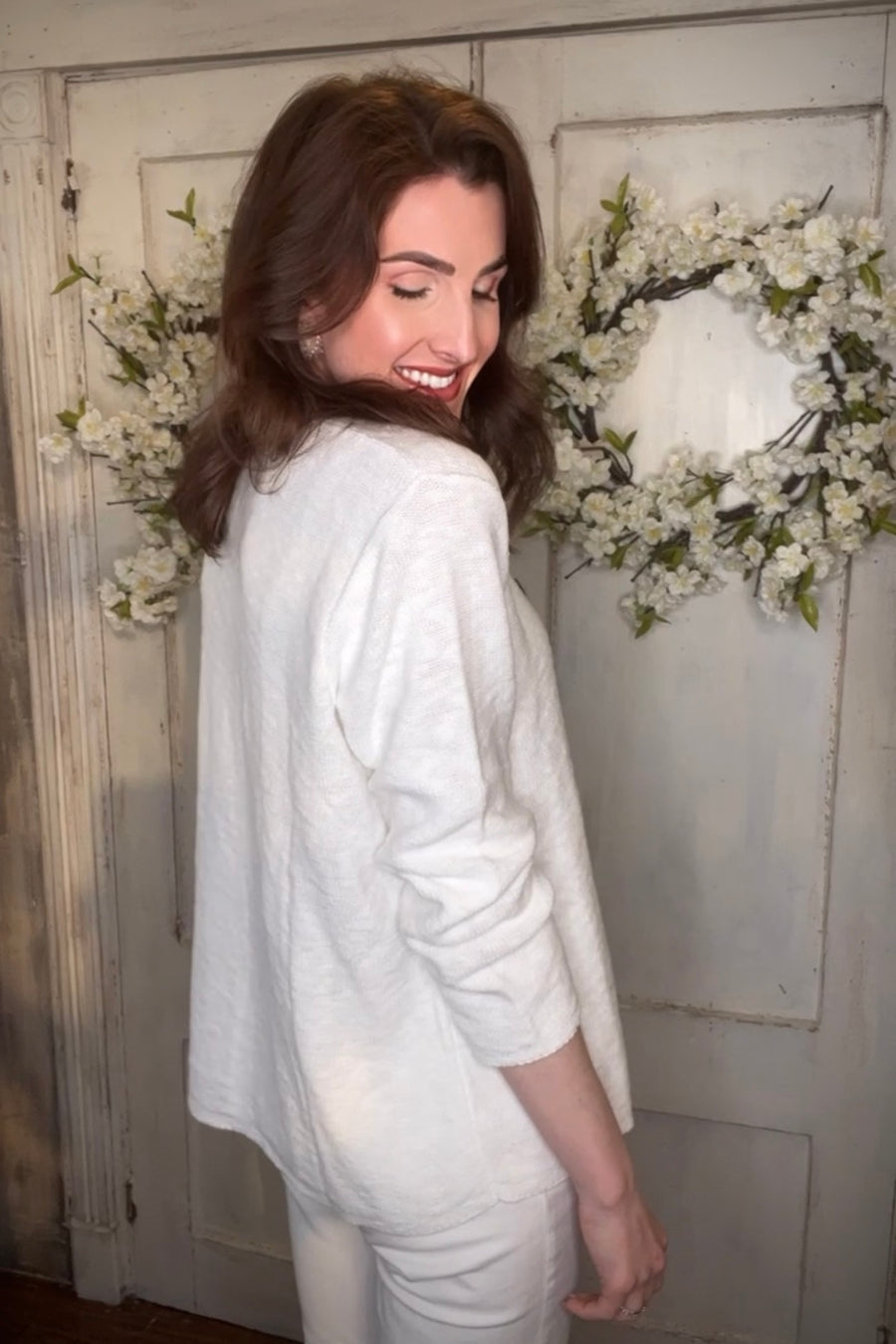 Cotton Slub V-Neck Sweater