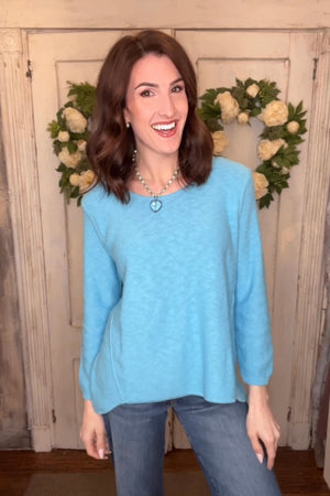 USA Cotton Slub Sweater W/ Princess Seam Detail