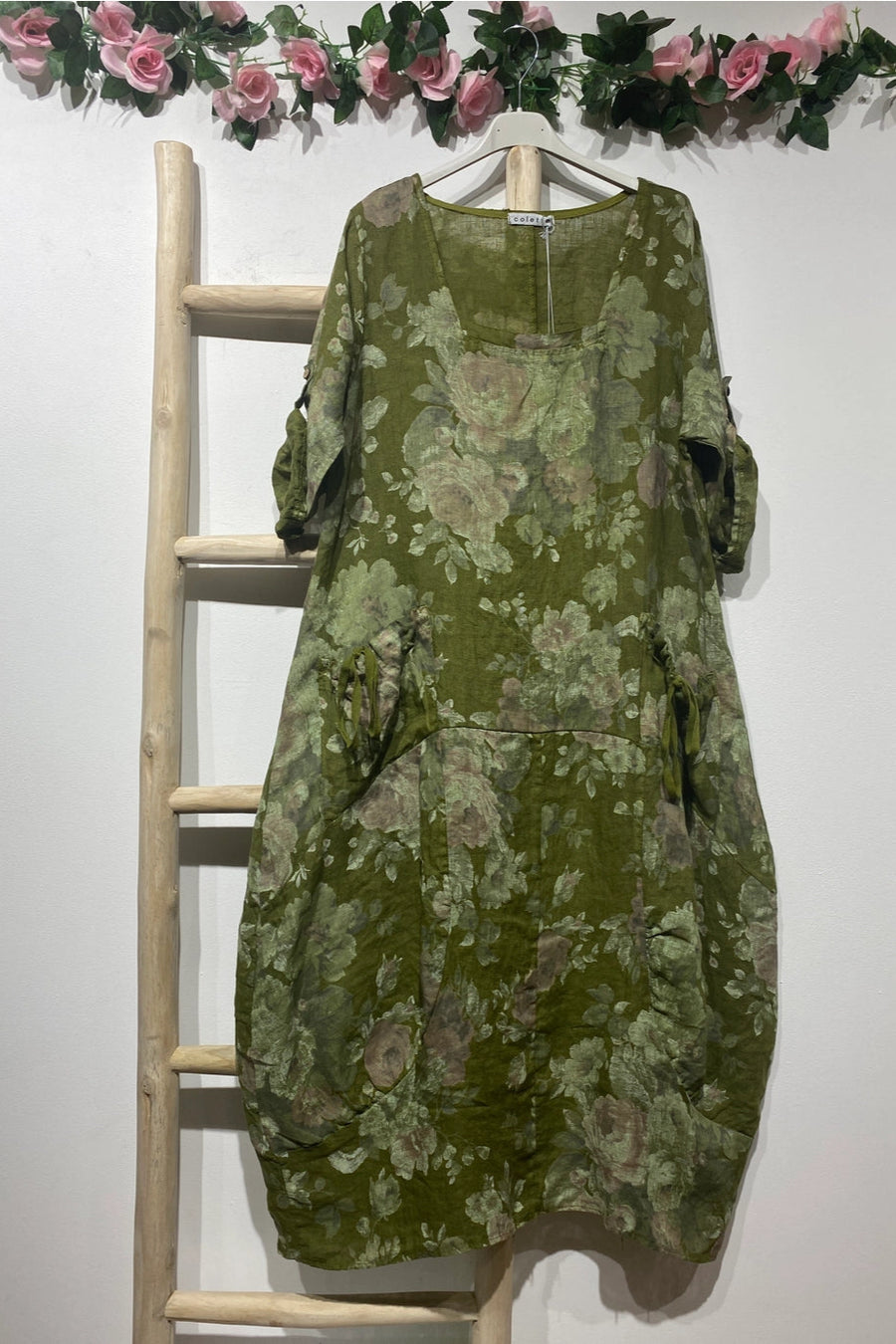 Flowing Floral Linen Dress