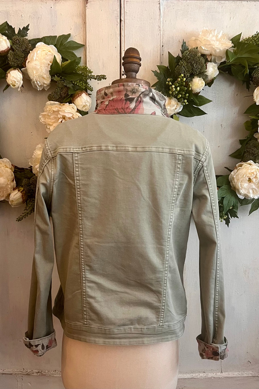 Reversible Stretch Floral Denim Jacket