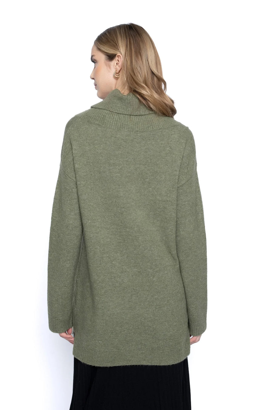 Draped Neck Asymetrical Sweater