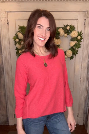 USA Cotton Slub Sweater W/ Princess Seam Detail