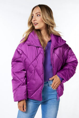 Fuchsia Quilted Puffer Coat Red Door Boutique