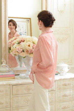 Pretty in Pink Pearl Organza Blouse