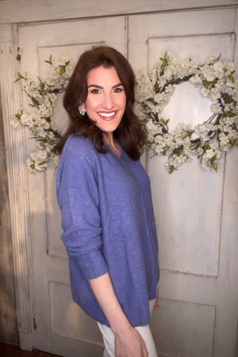 Cotton Slub V-Neck Sweater