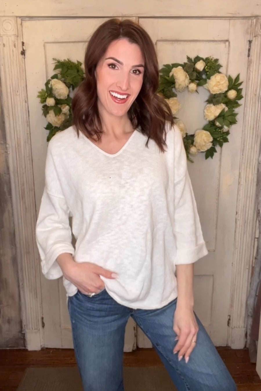 USA Cotton Slub Tunic w/Cuff Detail
