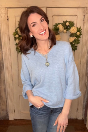 USA Cotton Slub Tunic w/Cuff Detail