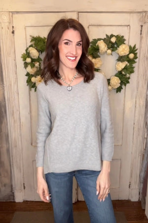 USA Cotton Slub Sweater W/ Princess Seam Detail