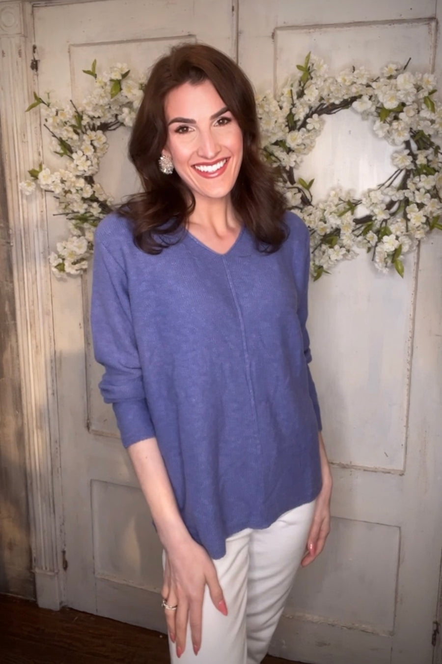 Cotton Slub V-Neck Sweater