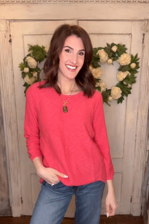 USA Cotton Slub Sweater W/ Princess Seam Detail