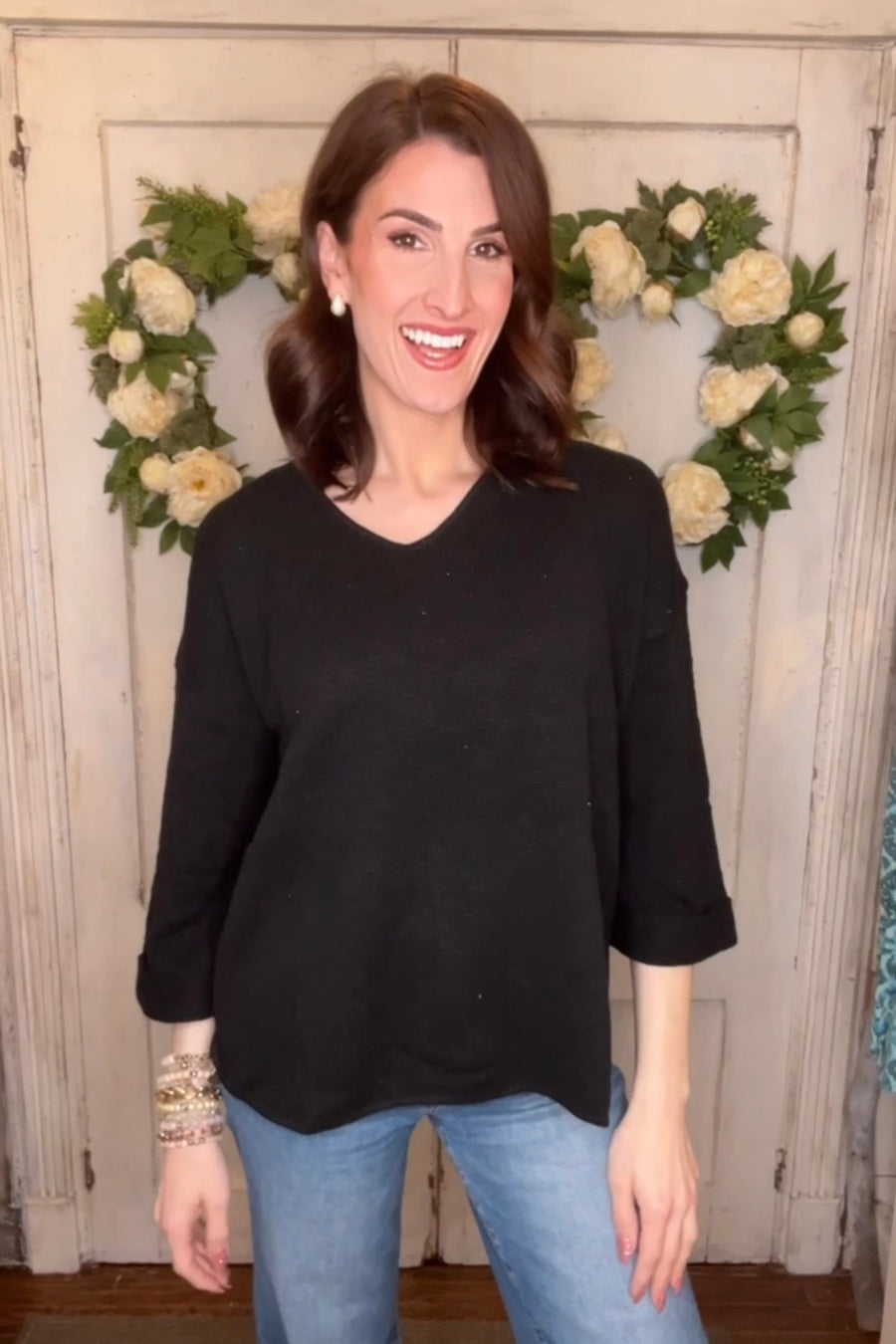 USA Cotton Slub Tunic w/Cuff Detail