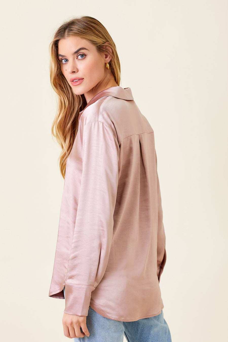Relaxed Satin Button Down