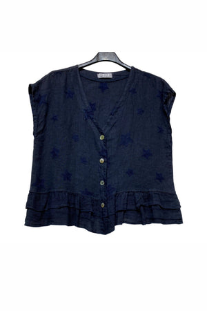 Starry Night Linen Blouse