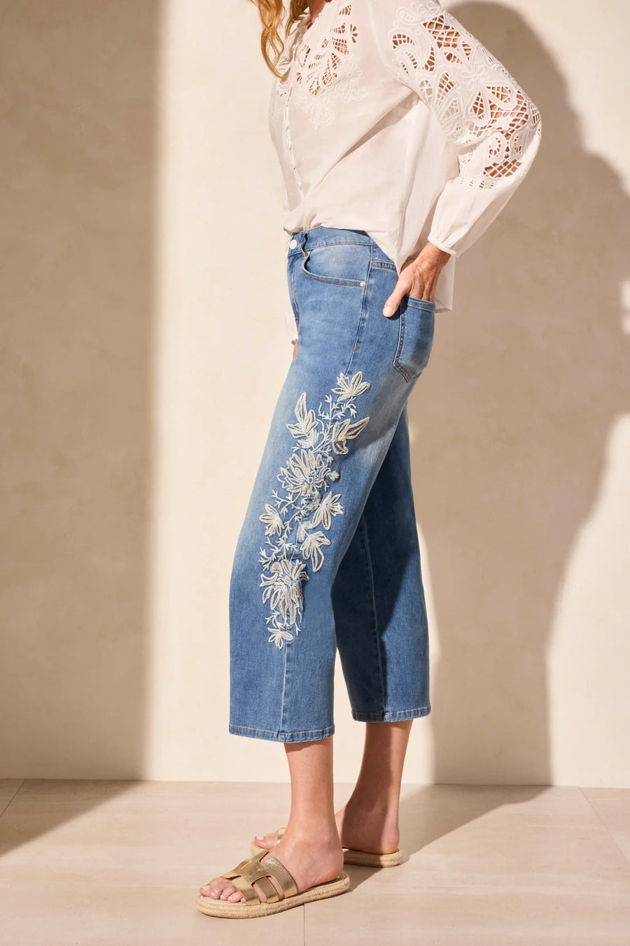 Wildflower Denim Crop Jeans