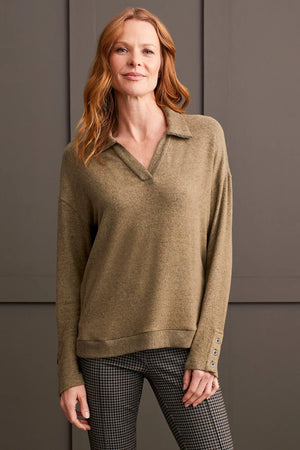 Brushed Knit Collared Top