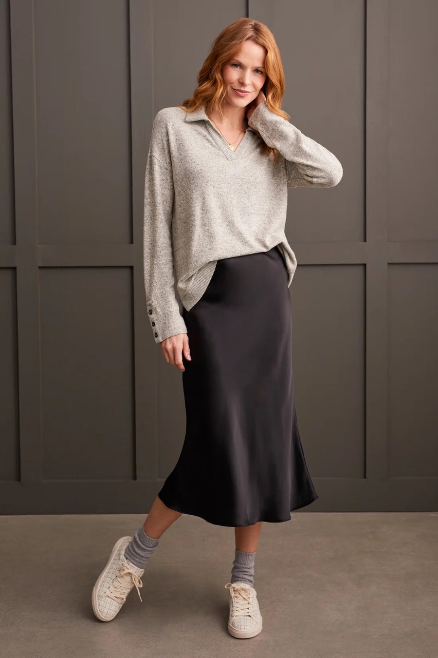 Brushed Knit Collared Top