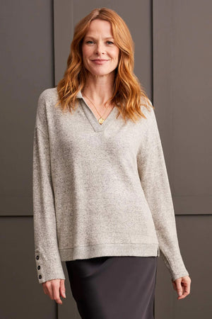 Brushed Knit Collared Top