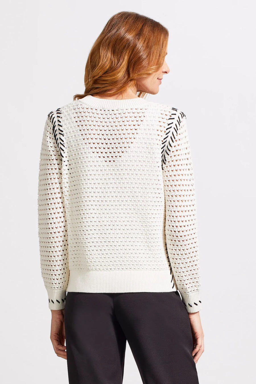 Whip Stitch Crew Neck Cotton Sweater