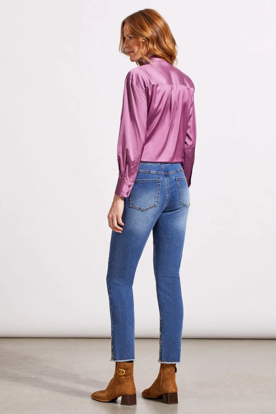 Embroidered Slim Ankle Jeans