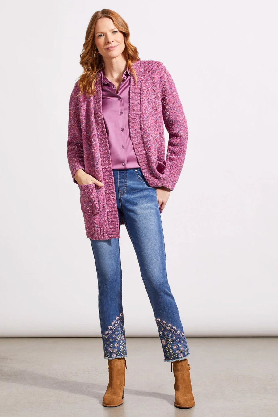 Embroidered Slim Ankle Jeans