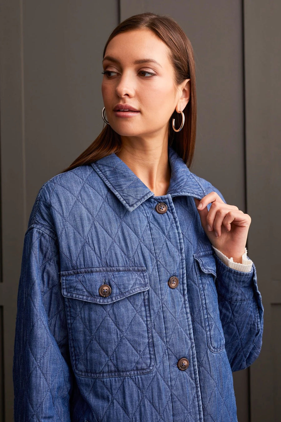 Chambray Quilted Shacket