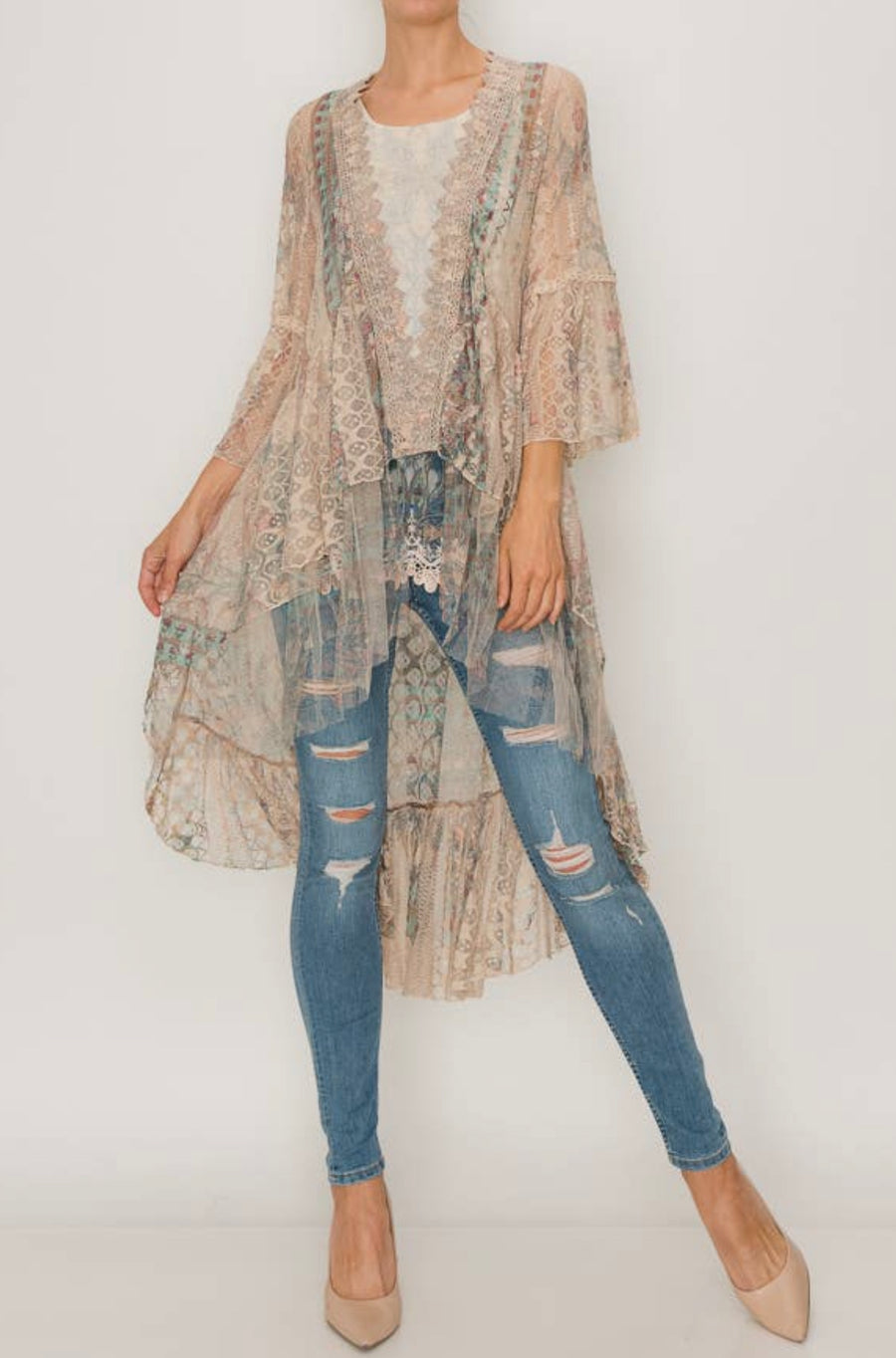 Printed Lace & Crochet Duster