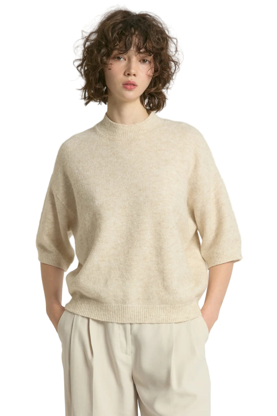 Mockneck Half-Sleeve Sweater