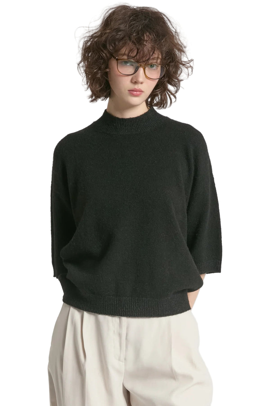 Mockneck Half-Sleeve Sweater