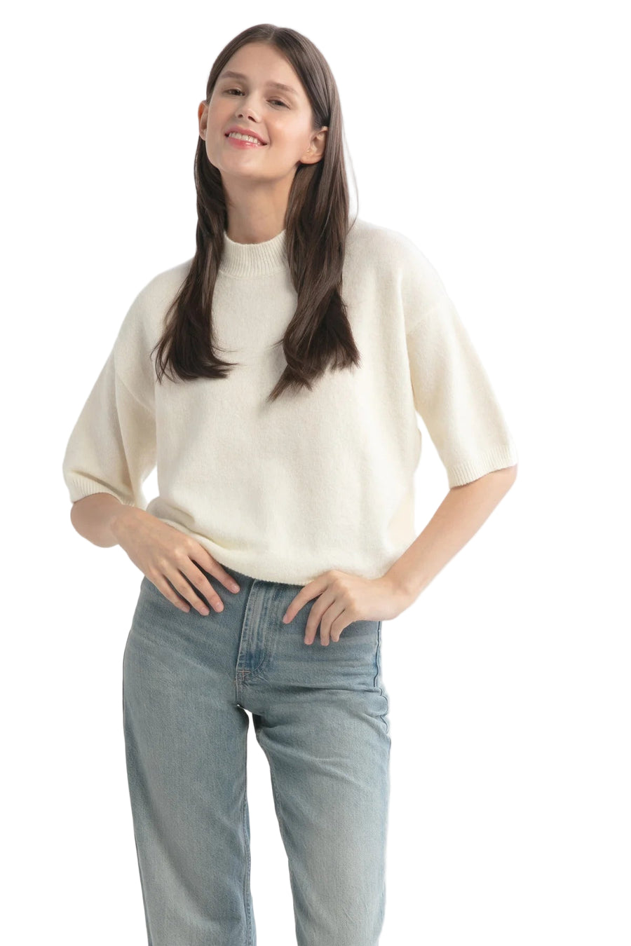 Mockneck Half-Sleeve Sweater