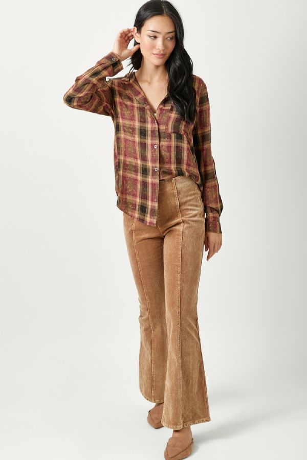 Washed Corduroy Flare Pants