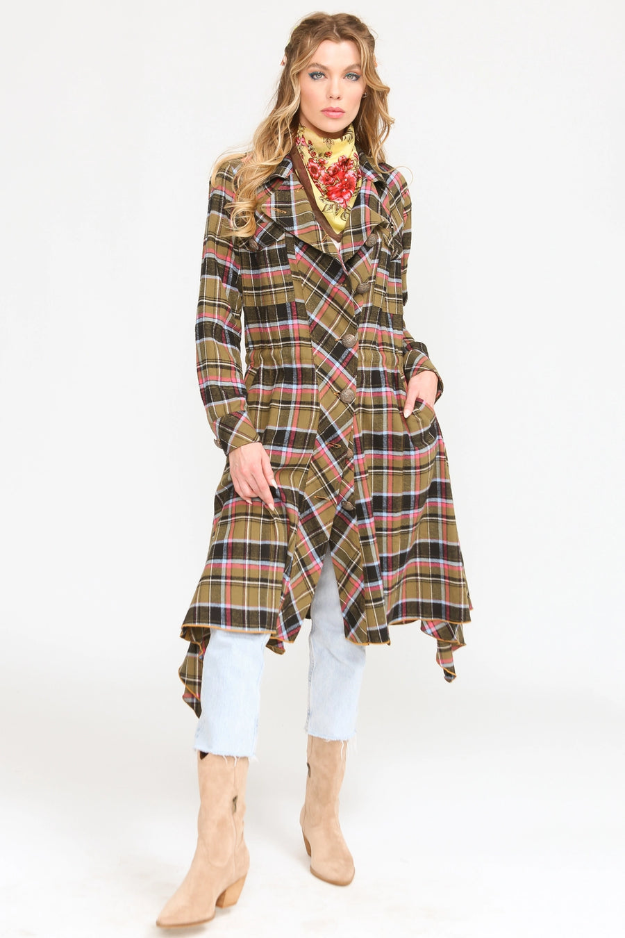Coco Plaid Trench Coat