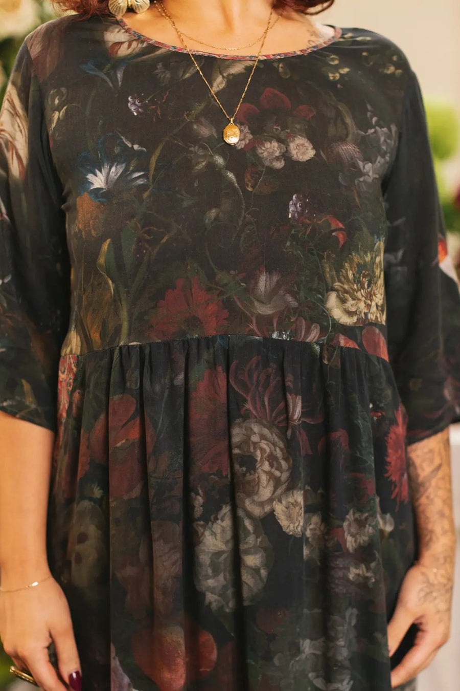 Ruby Hummingbird Quarter Sleeve Dress